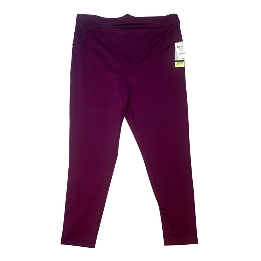 Ideology 1X Plus Size Maternity Leggings Purple Pull On Activewear NWT
